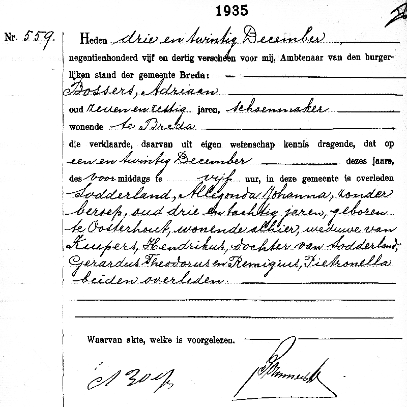 19351223 ovl akte 559 Allegonda J Sodderland wd H Kuipers